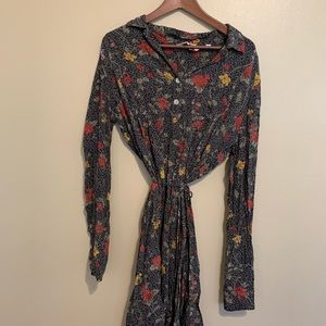 flattering midi dress floral chiffon tie waist